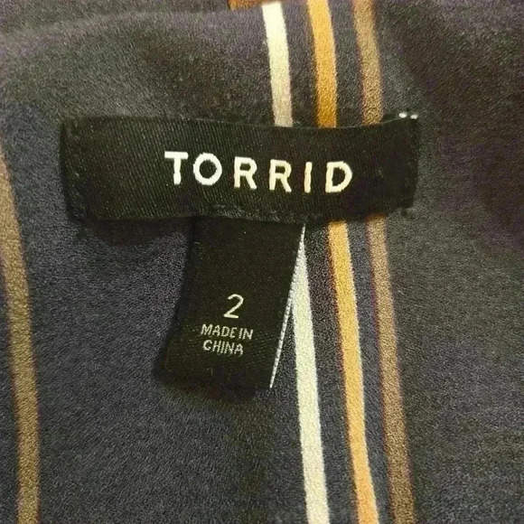 Torrid Crepe Cut Away Blazer Blue Tan Womens Size 2x - Picture 8 of 11